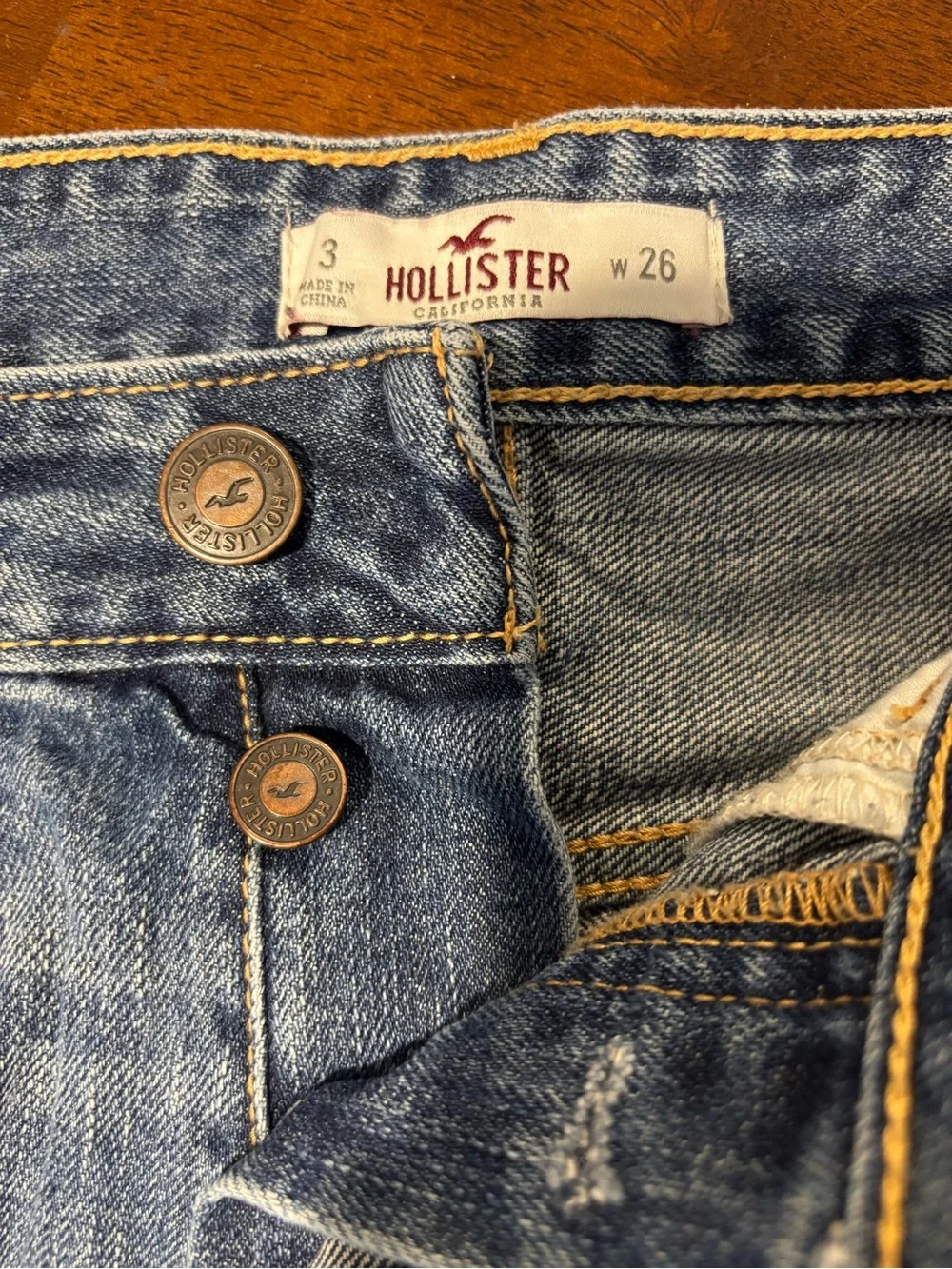 Hollister Women's Distressed Denim Shorts - Blue Denim